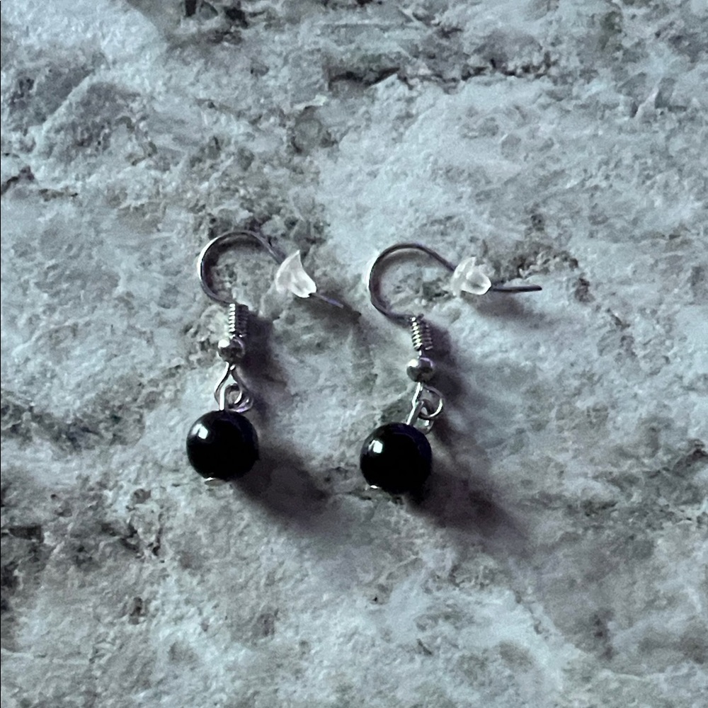 Elegant Black Bead Drop Earrings